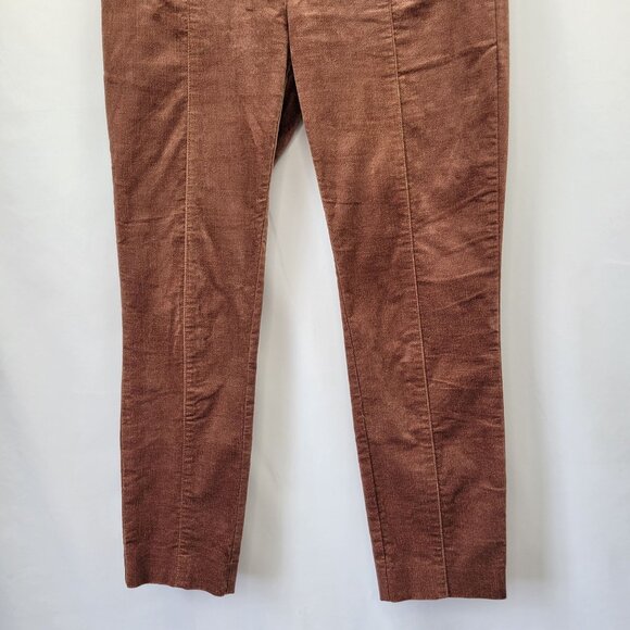Anthropologie The Essential Slim Velvet Pants Bronze Brown Size 4 - Picture 3 of 14